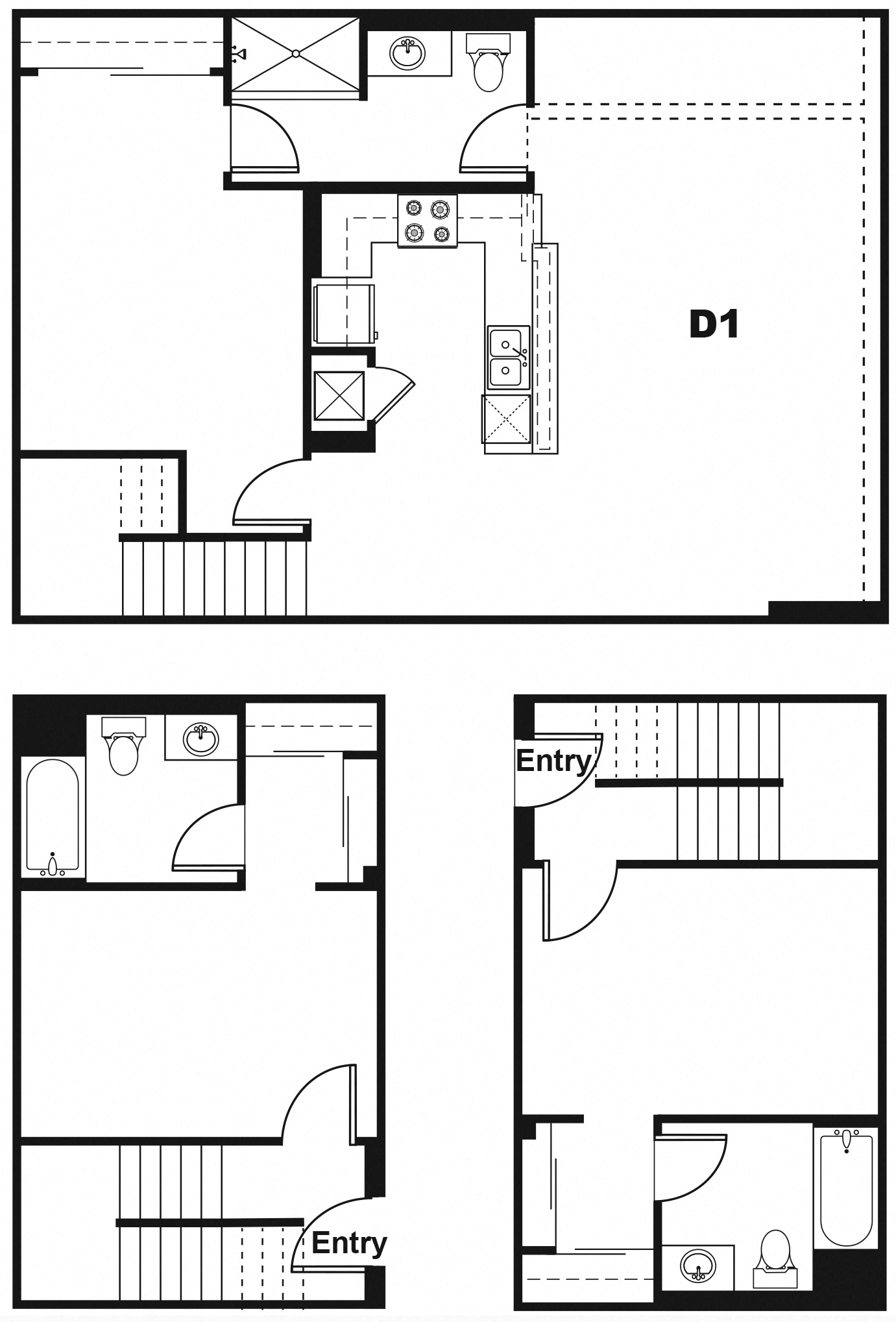 Floor plan for 2 beds, 2 baths, 1241 sqft